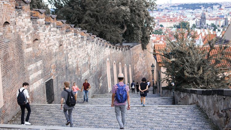 many stairs and cobblestones, one reason it's important to get fit for travel