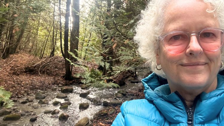 janice on a nature walk at a silent retreat