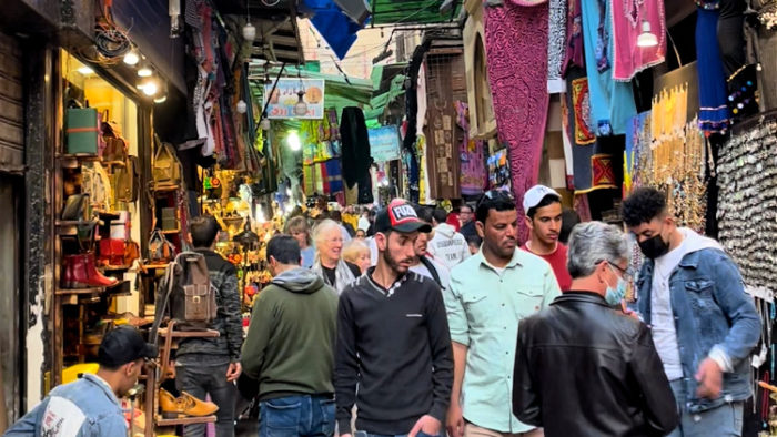 street scene in cairo to go with a poem about travel in cairo