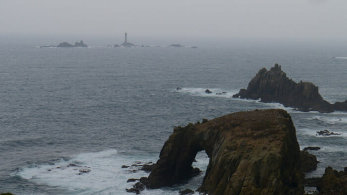 And Land's End comes into sight. That's the lighthouse in the distance.