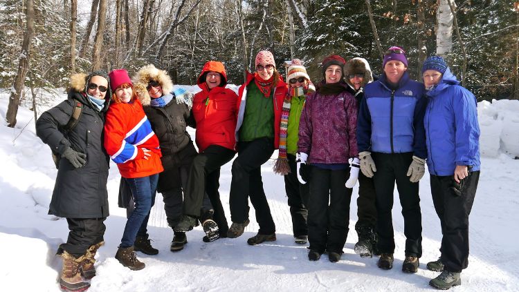 group on winter trip