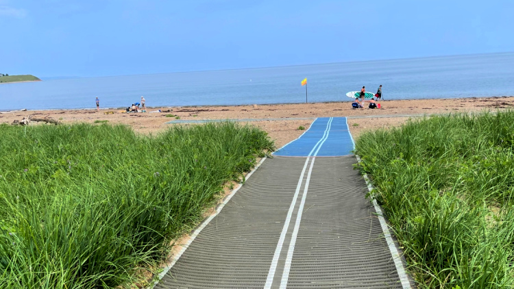 Accessibility ramp at Pomquet Beach near Antigonish, Nova Scotia