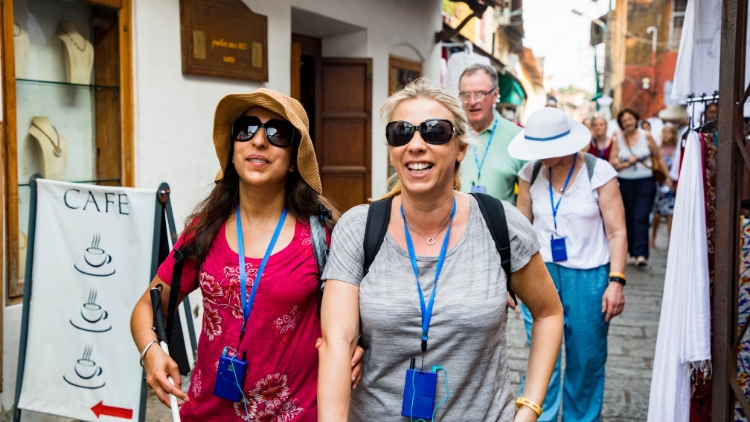 If you hate traveling alone, try taking a walking tour like this group